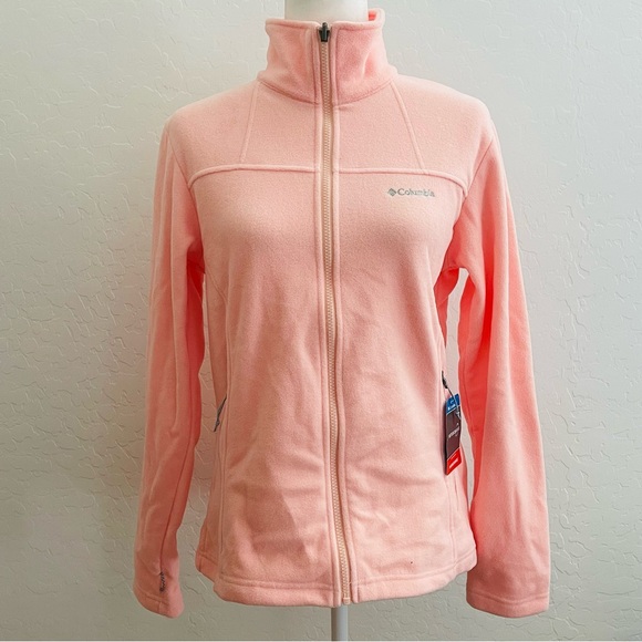 NWT - Columbia Women's Pink Fleece Zip-Up Sweater in Size Medium - Picture 1 of 9